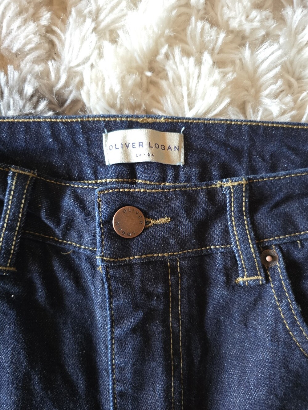 Oliver Logan Aberdeen Wide Leg Crop Jeans Dark Denim Raw Hem Size 29 - Picture 5 of 8